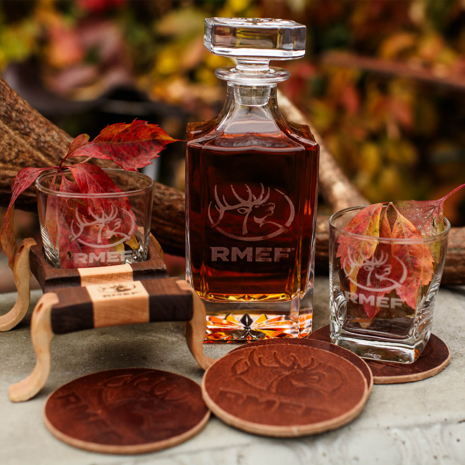 Original Rmef Sticker RMEF Cigar Flight with Rocks Glass | Shop | Rocky Mountain Elk Foundation